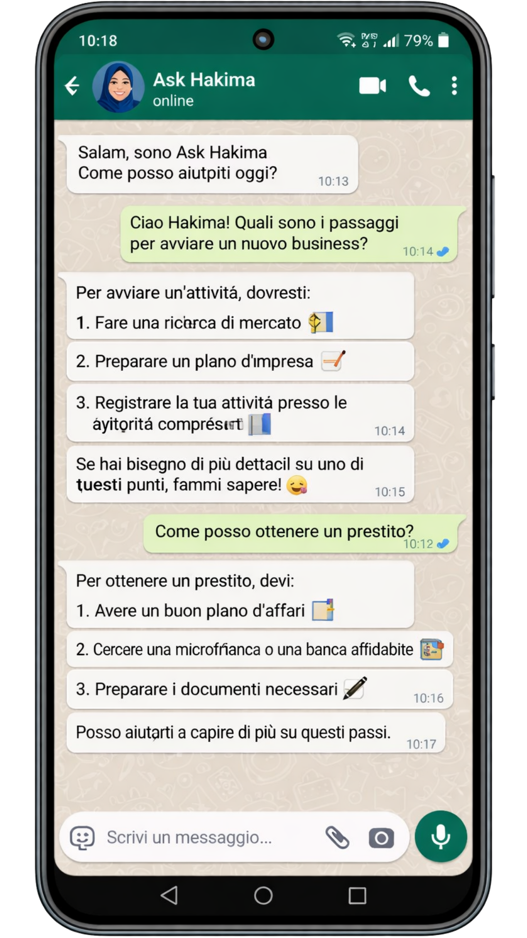 Ask Hakima chatbot su WhatsApp per imprenditrici afghane